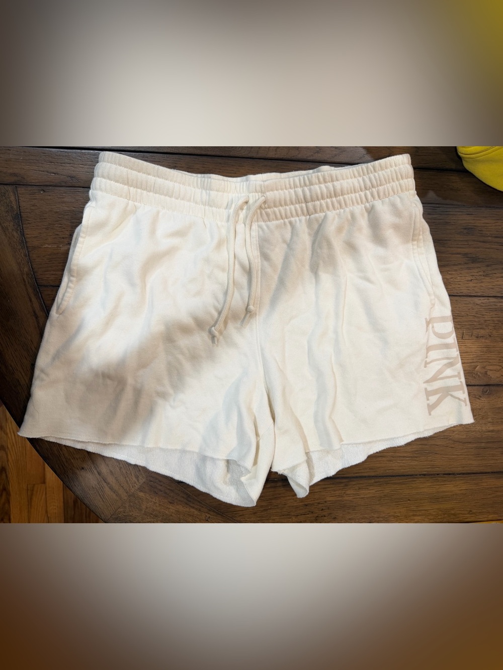 PINK Victoria's Secret Cream Terry Drawstring Lounge Shorts